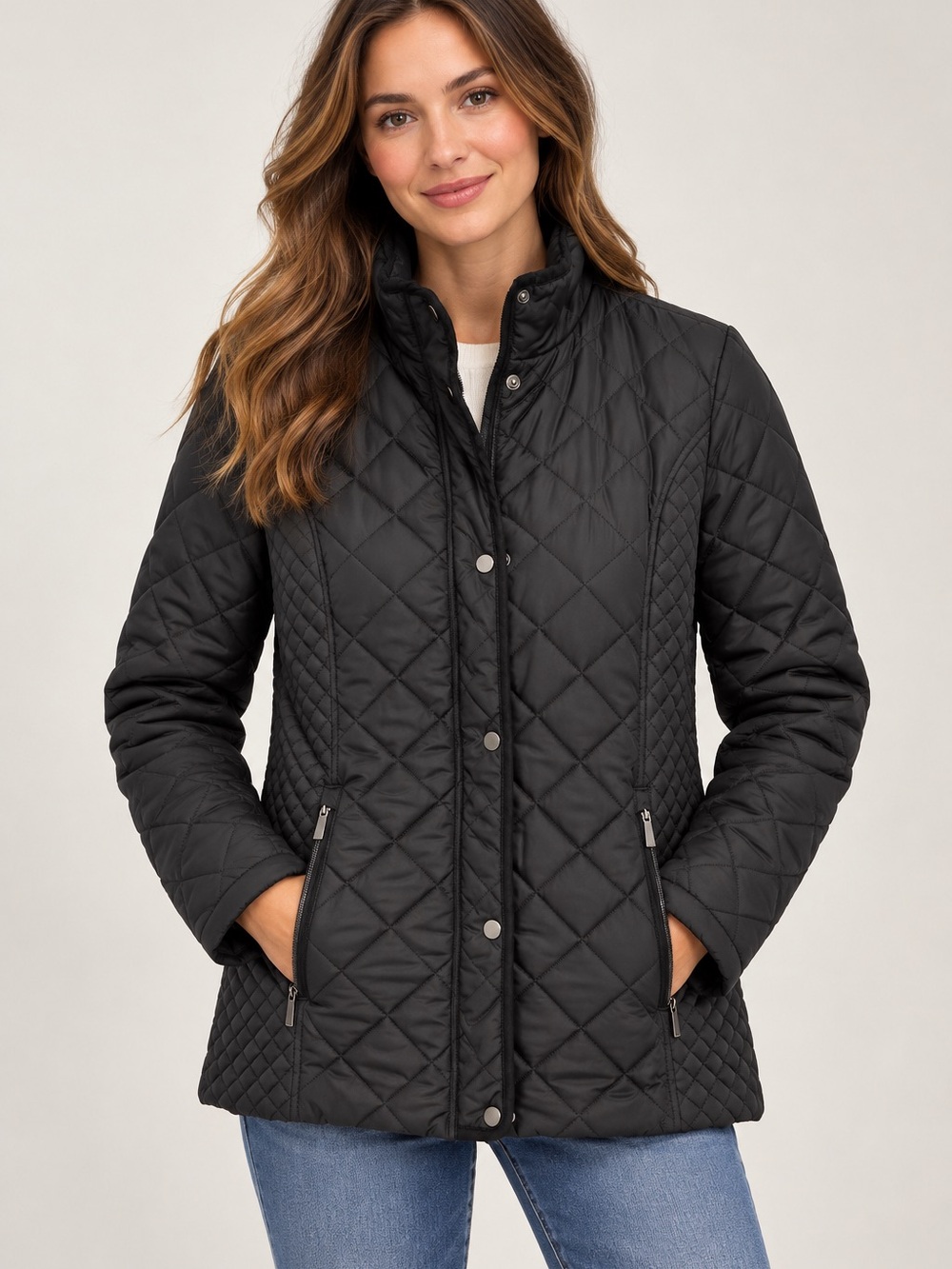 Lands’ End Black PrimaLoft FeatherFree Quilted Jacket Women’s Size 8
